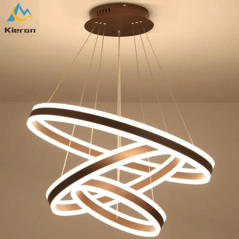Kolye lambaları Modern minimalist yüksek ışıklı akrilik 3 yüzük LED avize oturma odası yatak odası ışıkları dekoratif lamba