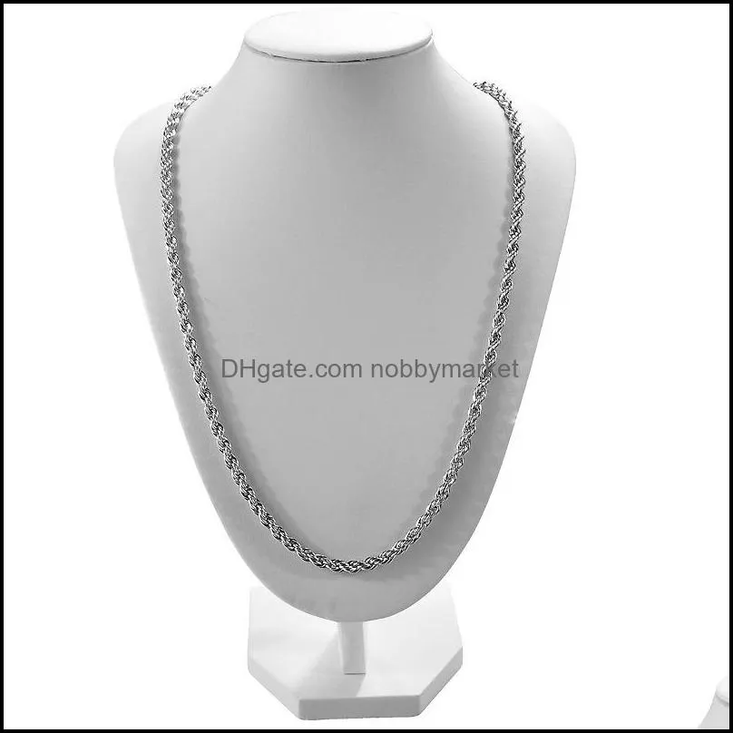 4MM 925 Sterling silver twisted Rope chain 16-30inches Female Luxury High quality necklace For women&men Fashion Jewelry in bulk