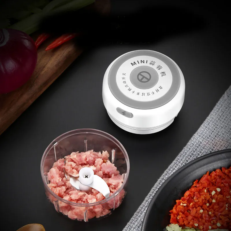 Electric garlic mash kitchen cutter accessories USB charging long life meat mincer