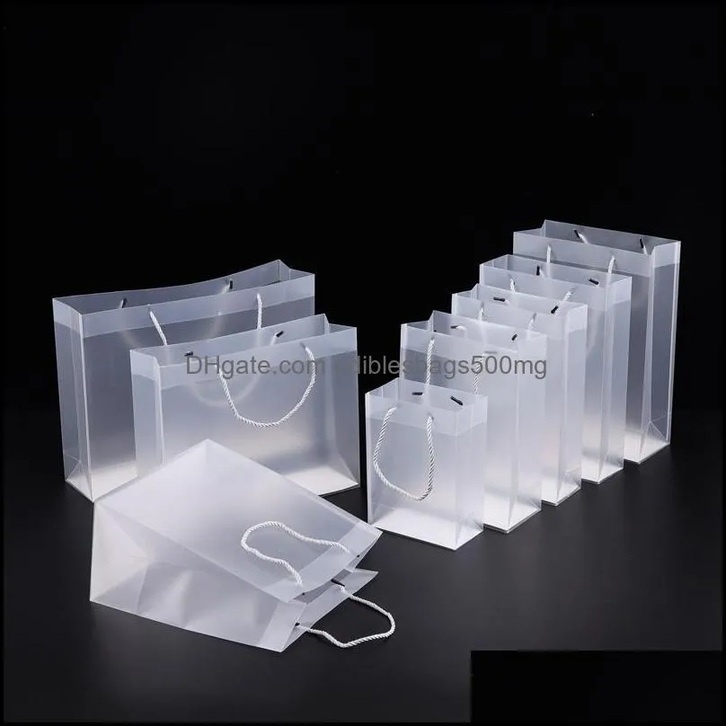 8 Size Frosted PVC Plastic Gift Bags With Handles Waterproof Rransparent PVC Bag Clear Handbag Party Favors Gift Wrap XD23051