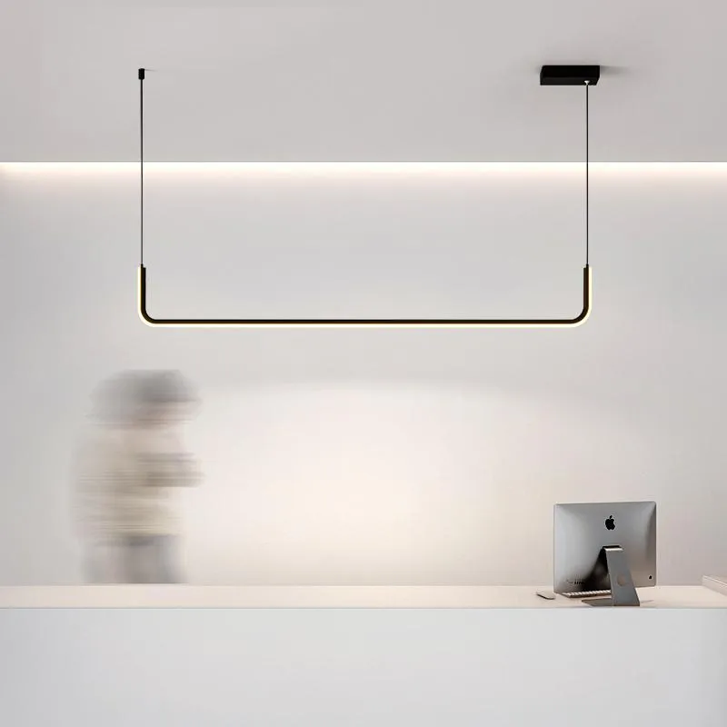 Pendantlampor LED -ljuskrona Light Minimalist Gold Lampara för Restaurant Bar Suspension armatur Modern Indoor Lustres 2.0