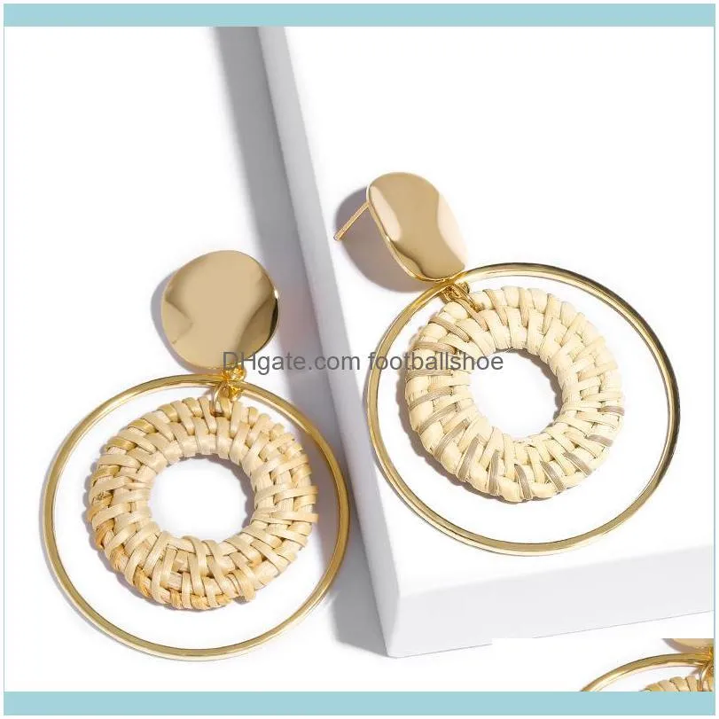 Designers Korean fashion bamboo rattan Circle women`s simple personality versatile Earrings Ear accessories erp39