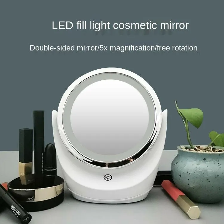 Mirrors LED Fill Light Makeup Mirror With Table Beauty 360-degree Rotating Double-sided