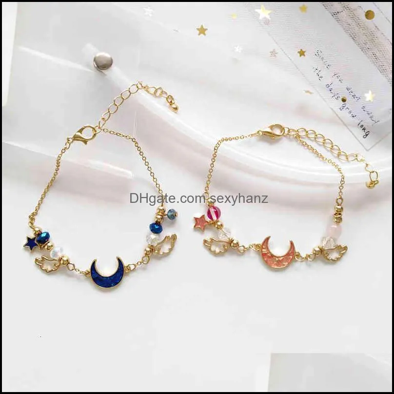 Charm Bracelets Jewelry Bracelet Moon Dream Star Wings Crystal Ball Aessories Temperament Versatile Student Girl B4013 Drop Delivery 2021 Sc