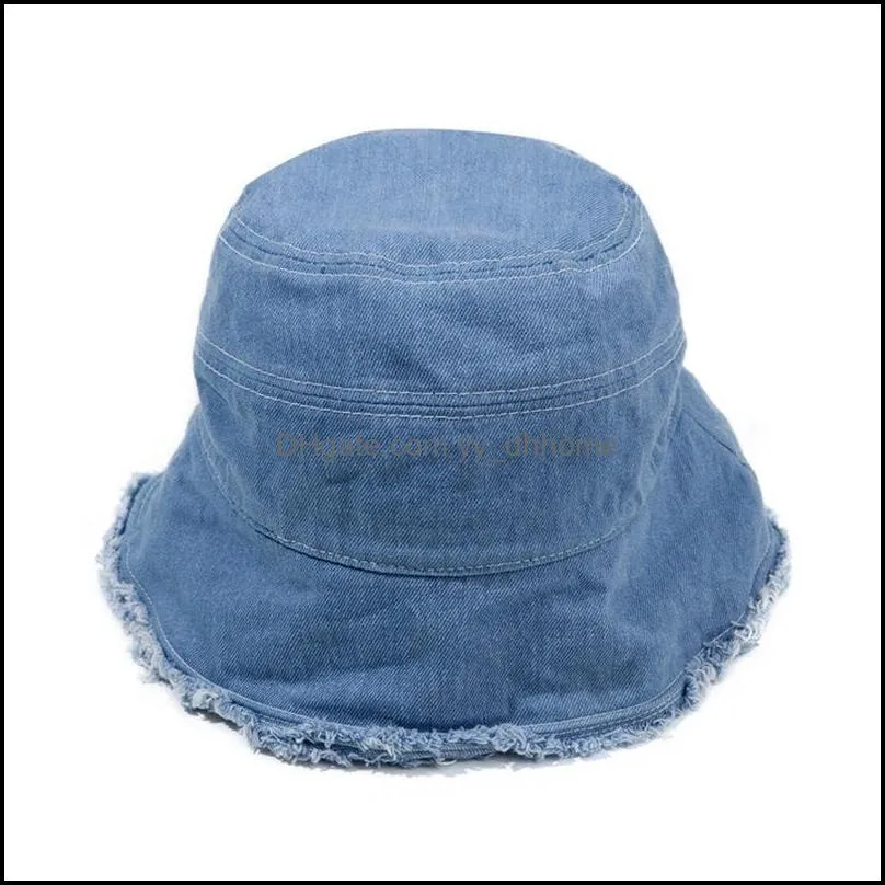 Japanese-Style Hipster Washed Denim Frayed Edge Fisherman Hat Female Summer Thin Small Brim Face Small Sunshade Bucket Hat1