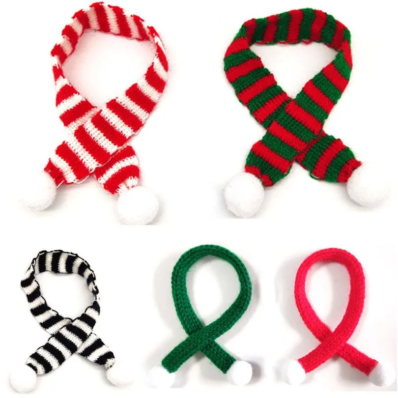 Natal prateleira lenço de boneca tricotado lenços listrados xmas festival decoração suprimentos 6 cores 10 pcs hh21-489