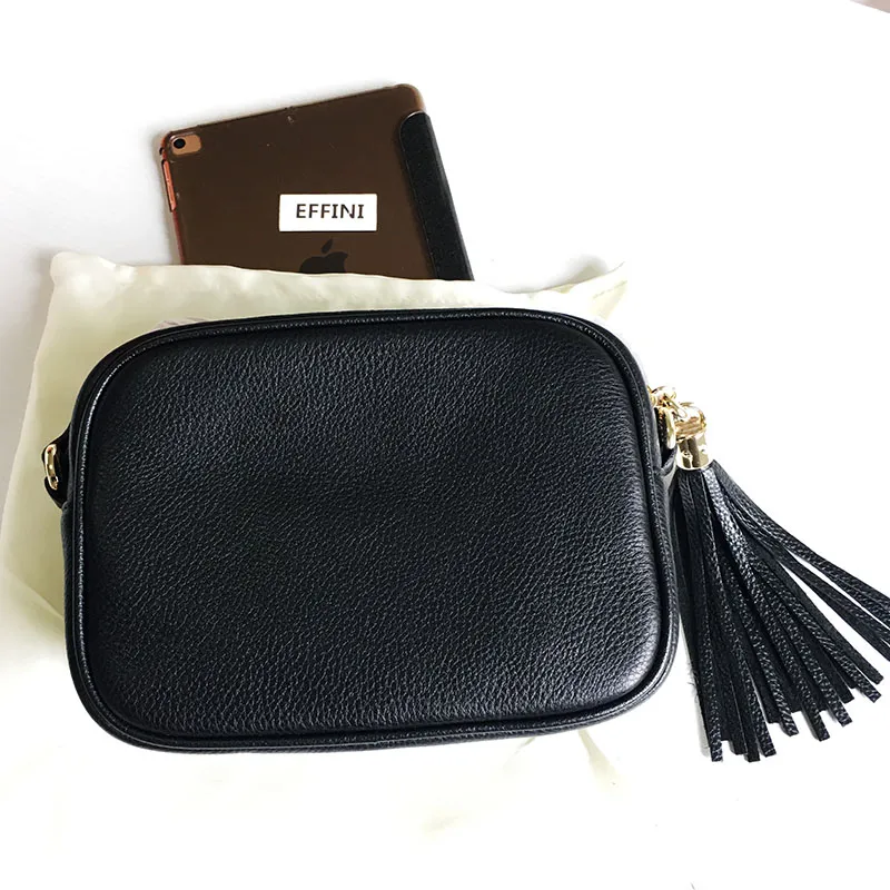 Orijinal Kalite Tasarımcı Crossbody Çanta Çanta Kadın Moda Mini Siyah Yumuşak Gerçek Deri Dana Derisi Fermuar Kamera Soho Disko Omuz Çantaları Çanta 308364