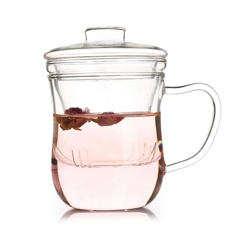 Taza de leche transparente transparente Taza de té tetera tetera tetera con infusedor F 50JD Copas de vino