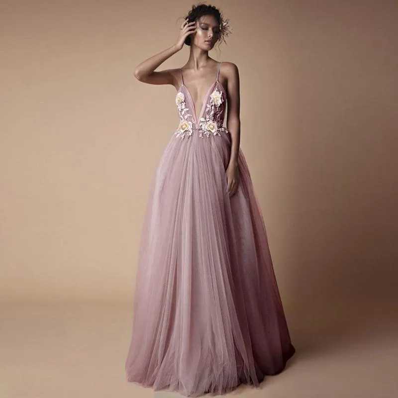 Long Dresses Women Ever Pretty Elegant Robe Tulle Prom A Line V Neck Lace Applique Formal Wedding Party Dress#f30 Casual