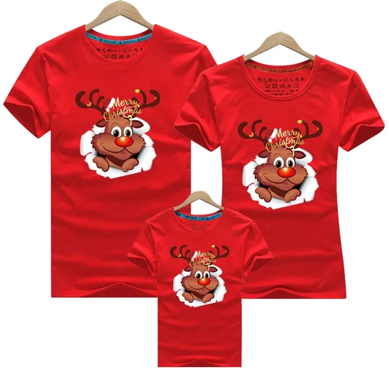 Merry Christmas Family Matching Clothes Mommy and Me Tshirt Mother Daughter Son Outfits Women Mom T-shirt Baby Girl Boys T Shirt 210417