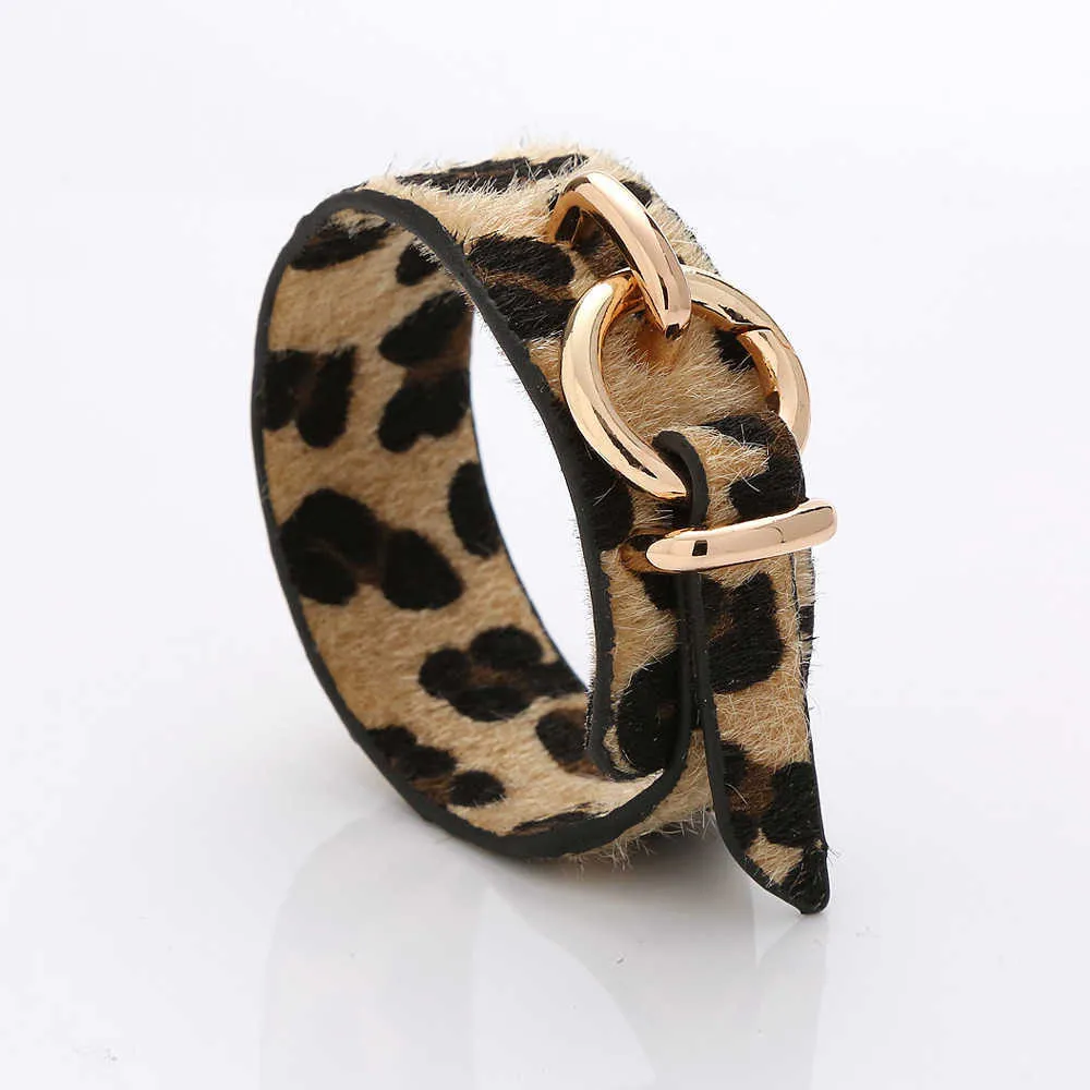 Braccialetti in pelle di leopardo per donna uomo 2021 Braccialetti di moda Braccialetti Elegante braccialetto avvolgente gotico Gioielli Q0719