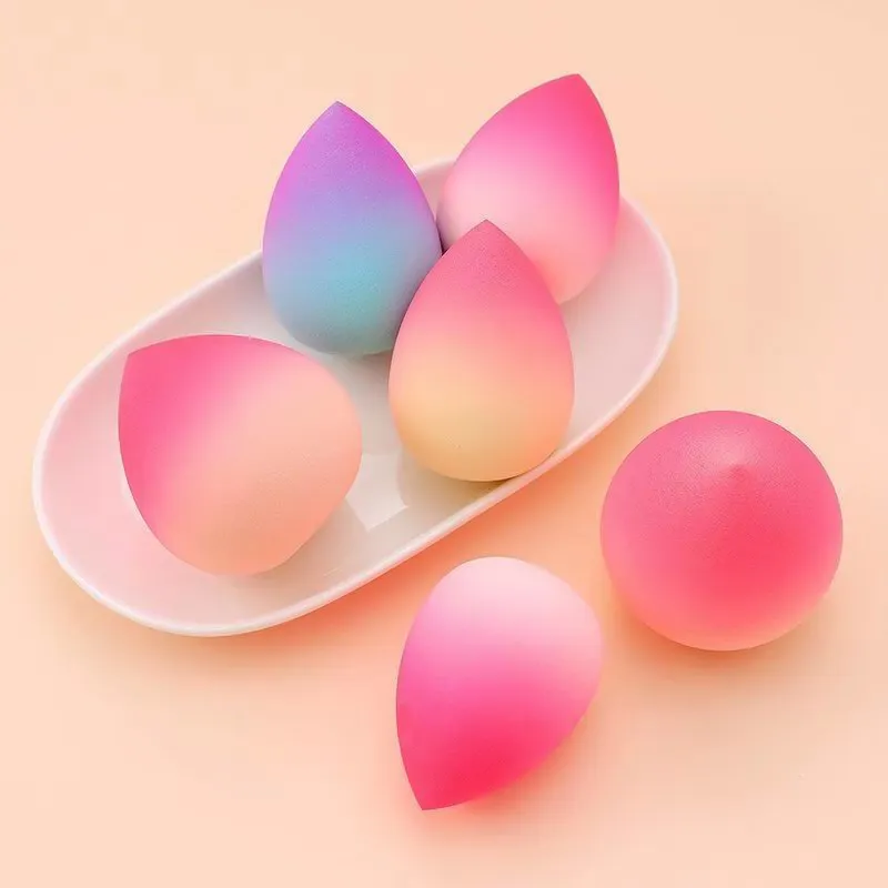 Gradient Peach Beauty Egg Sponges Dry Wet Double Use Super Soft Do Not Eat Powders Mermaid Gradient Sponge Powder Puff for Makeup