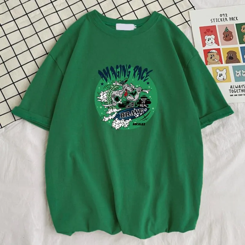 T-shirt da uomo Amazing Race Keep It Real Green Stampe T-shirt da uomo Semplicità Soft Cool Slim T-Shirt Graphic Loose Man Tees Shirt