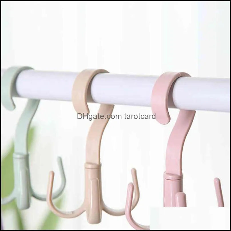 360 Degrees Rotate Plastic Hanger Four Claws Hooks Dry Wet Dual Use Towel Hangers Home Clothes Shoes Sundries Multi-Function Organizers