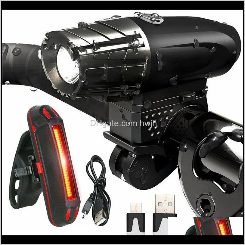 ライトバイクUSB充電式マウンテン4モードライトフロントサイクリングヘッドライト自転車LED防水ランプ59FWM CTYYZ