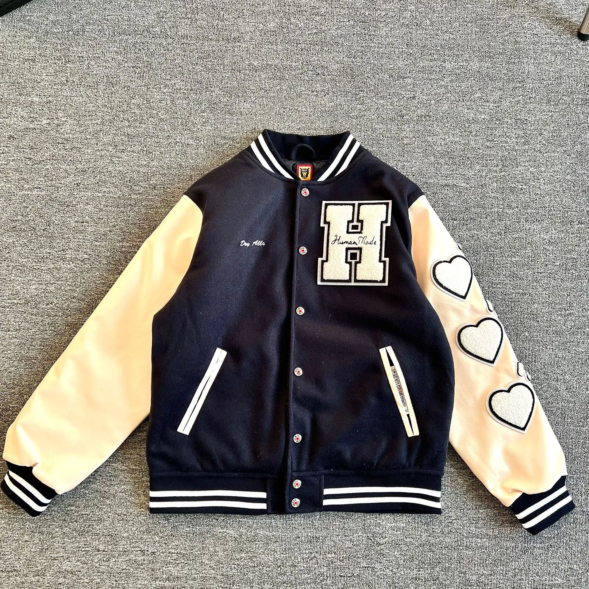 Embroidered Baseball Jacket - Unisex Varsity Jacket with Leather