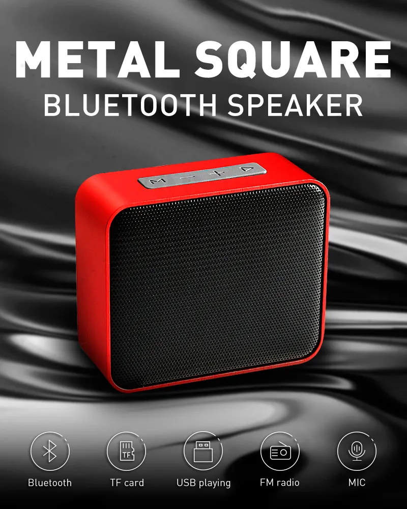 Mini altavoz Bluetooth de metal Caja de sonido portátil inalámbrica Subwoofer estéreo Radio FM TF USB Reproductor de MP3 Altavoces Soporte Personalizar wi9609491