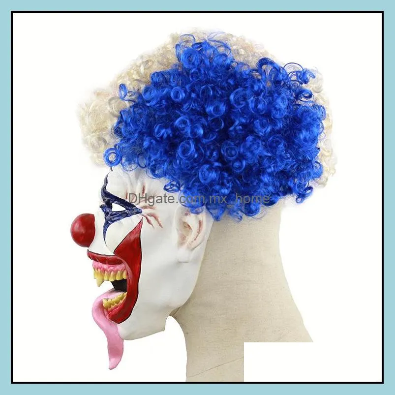 Halloween Mask Spiked Hair Clown Full Face Latex Terror Crown masks Horror Mask For Halloween Cosplay Party Night Club