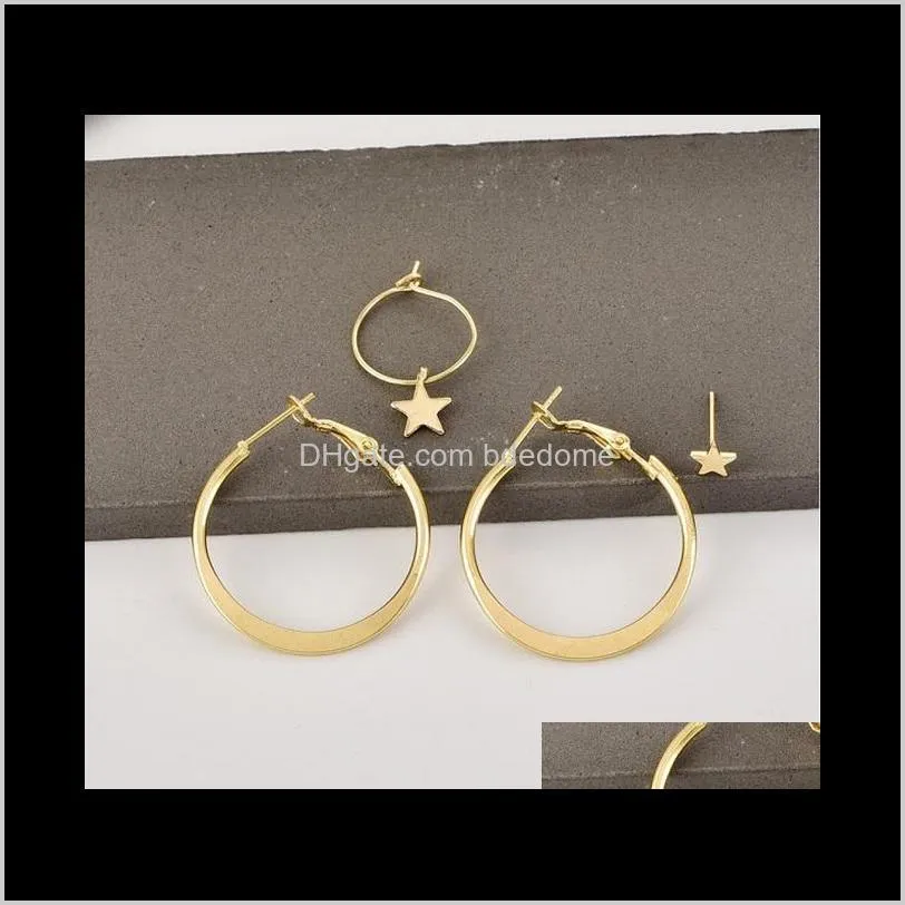 fashion jewelry earring sets hoop star stud star pendant steel alloy material gold color plated for women girls gift