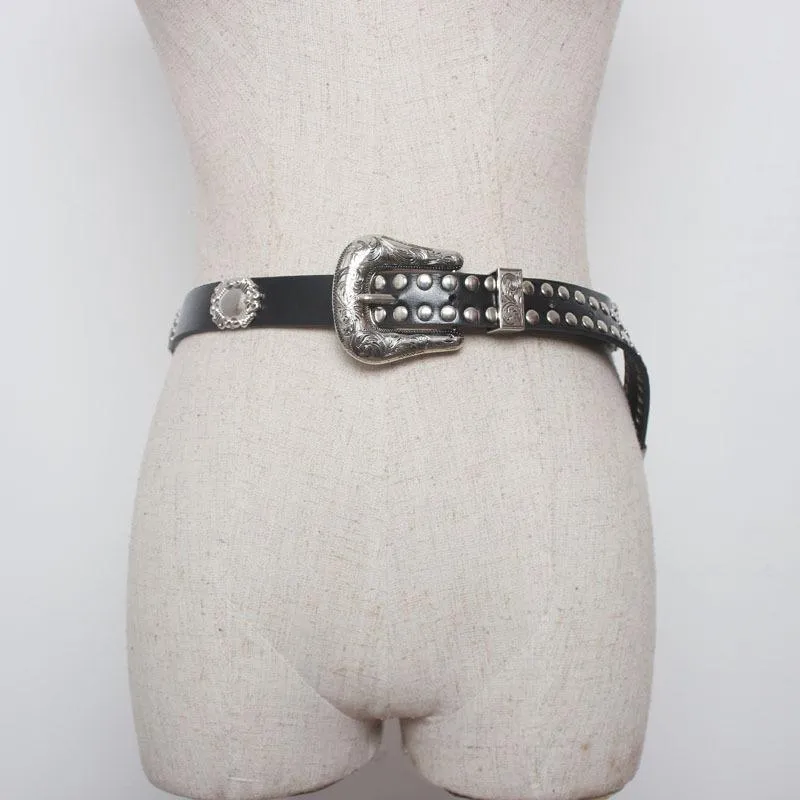 Belts Vintage Rivet Luxury Designer Punk Men High Quality Male Rock Motorcycle PU Leather Women Waist Strap For Jeans
