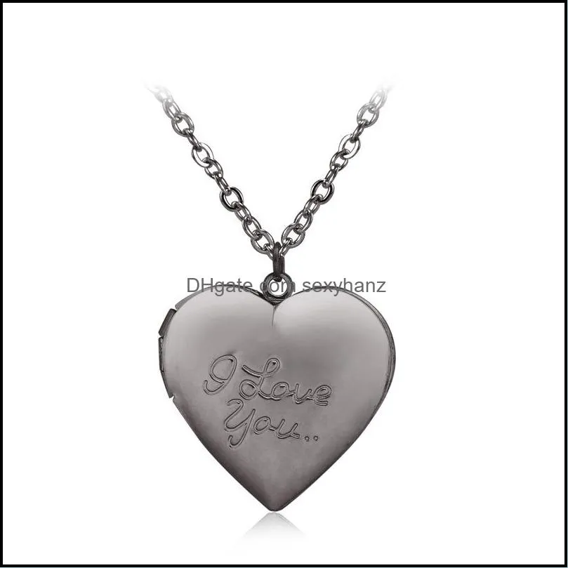 New Fashion Jewelry Women`s I Love You Openable Locket Heart Photo Box Pendant Necklace Sweater Necklaces S380