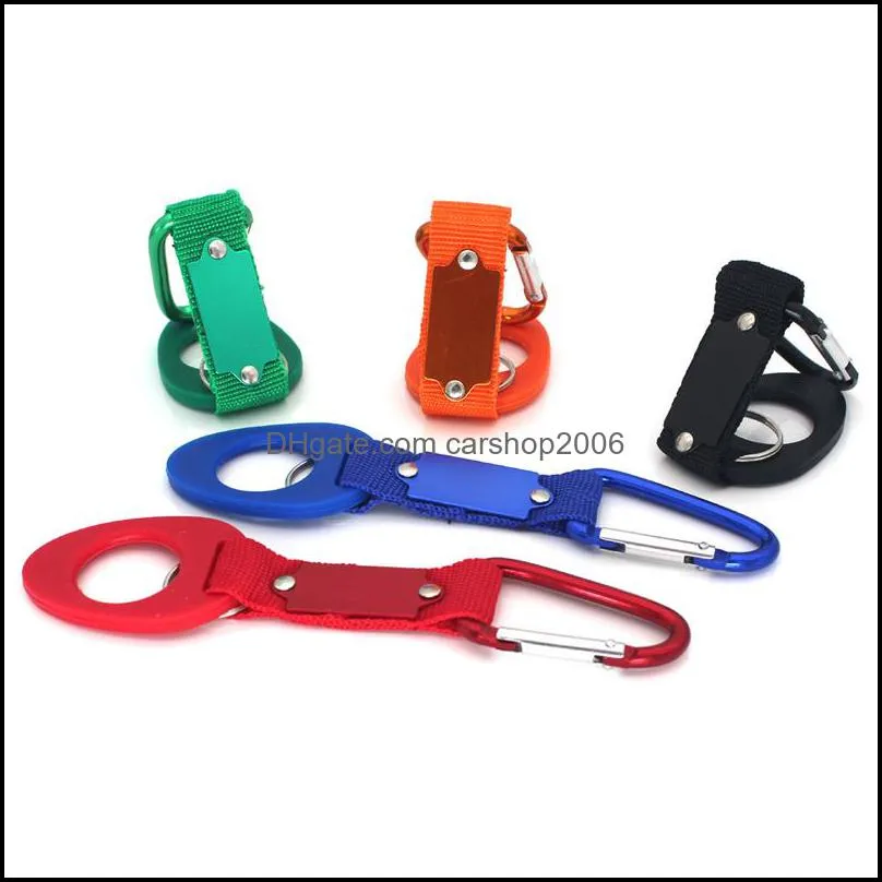 Water Bottle Holder With Hang Buckle Carabiner Clip Key Ring Fit Cola Bottle Shaped For Daily Outdoor Use Rubber Carrier DBC VT0480