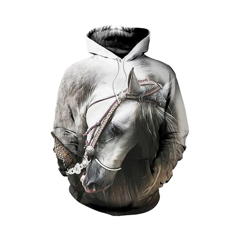 Spring And Autumn Men's Hoodie Love Horse 3D Printing Long Sleeve Fashion Loose Sweatshirt Direct Sales Hoodies & Sweatshirts