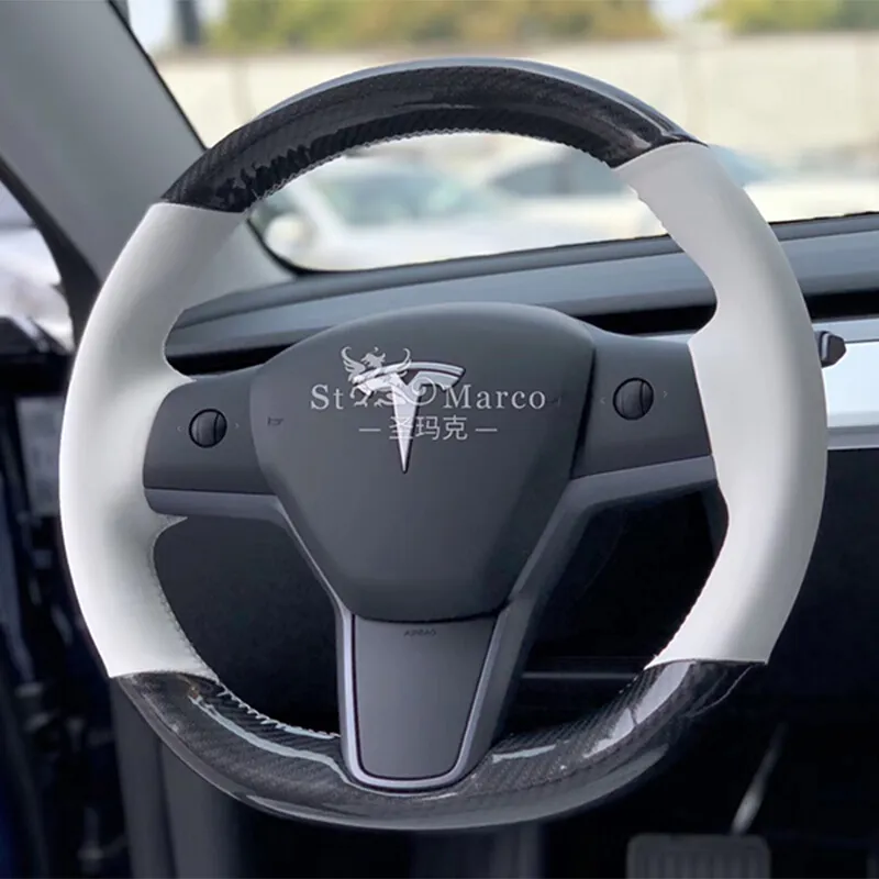 Für Tesla Model S Modell X Modell 3 DIY Maßgeschneiderte Handgenähte Leder  Wildleder Lenkradabdeckung Modifikation Auto Radabdeckung Von 28,52 €