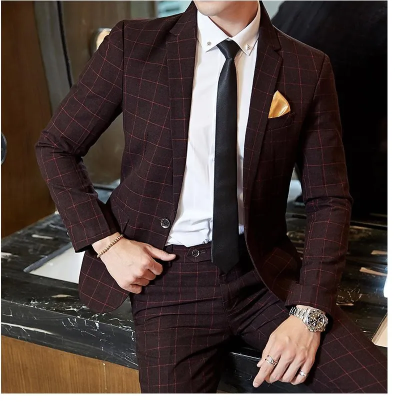 Fashion Plaid Dress Formal Men Suit 2020 New Check Suit Design For Men Slim  Fit Mens Wedding Suits … | Designer suits for men, Stylish mens suits,  Wedding suits men