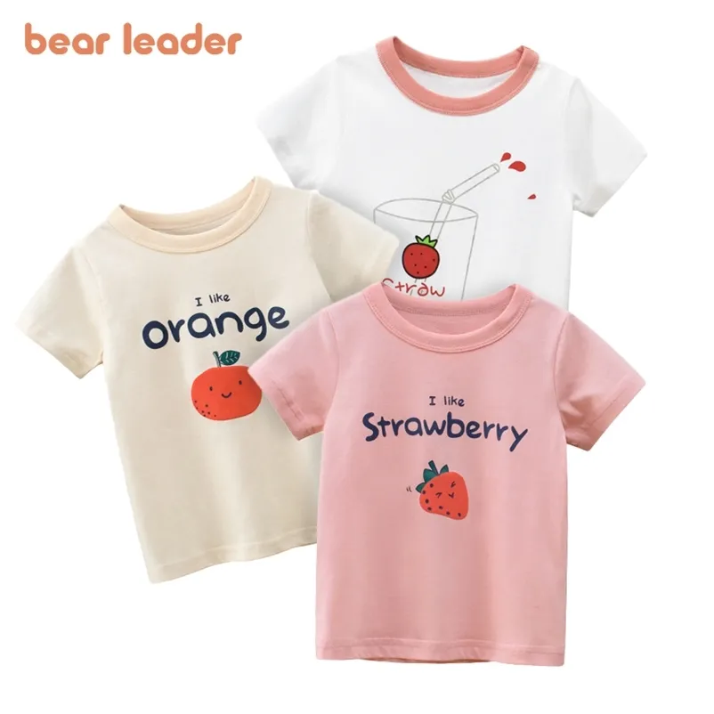 Baby Meisjes Fruit Stawberry Print T-shirts Mode Zomer Kinderen Meisje Zachte Tees Toddler Casual Kleding 2-7 Jaar 210429