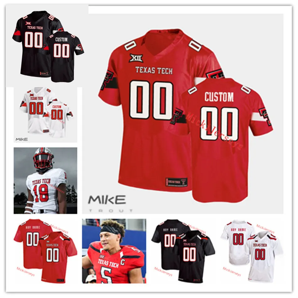 Custom TTU Texas Tech Football Jersey 46 Khalil Mack 5 Patrick Mahomes II 27 Wes Welker 21 DEANDRE WASHINQTON 22 JACE AMARO 44 Donny Anderson 5 MICHAE CRABTREE