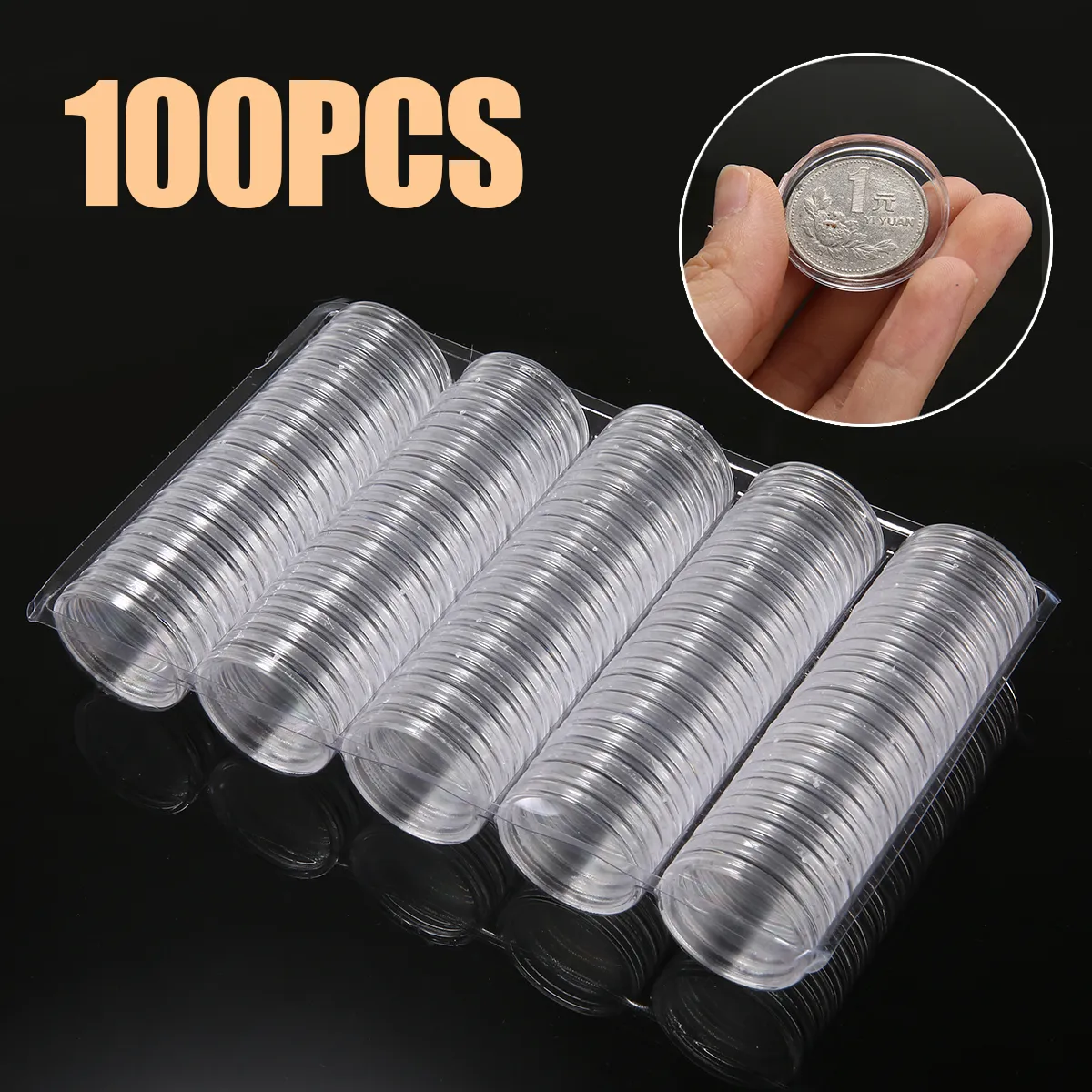 100 Pièces/Ensemble 27mm Pièces De Monnaie Rondes Capsules Pièces