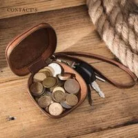 Retro Crazy Horse Leather Fashion With Wrist Strap Small Coin Purse Wireless Bluetooth Headset Case