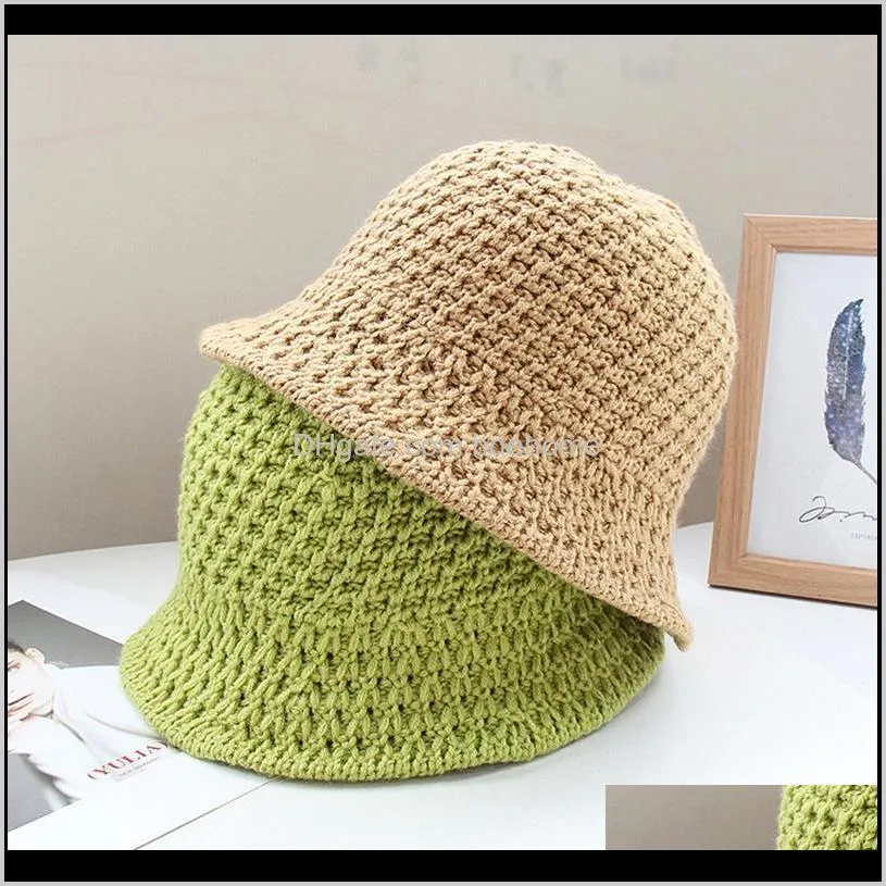 k89 new 2021 hand knitted hat women autumn and winter bucket hat simple wild fisherman woolen bowl hats