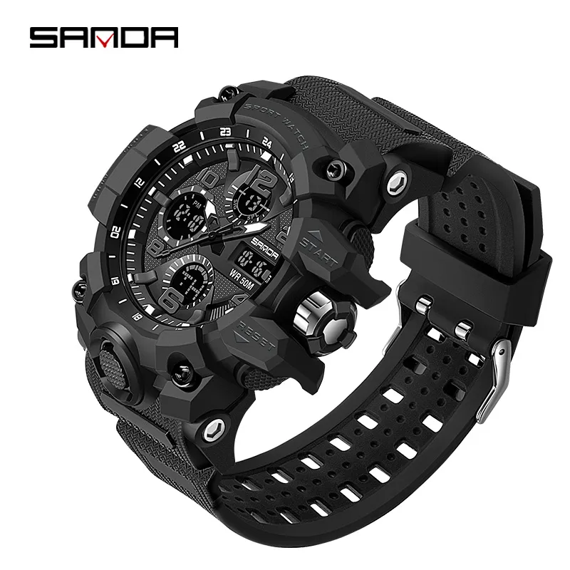 2020 Top Luxury Brand SANDA Men's Watch Men Sport Watches Multifunction Shock Digital Military Watches Male Clock reloj hombre X0524