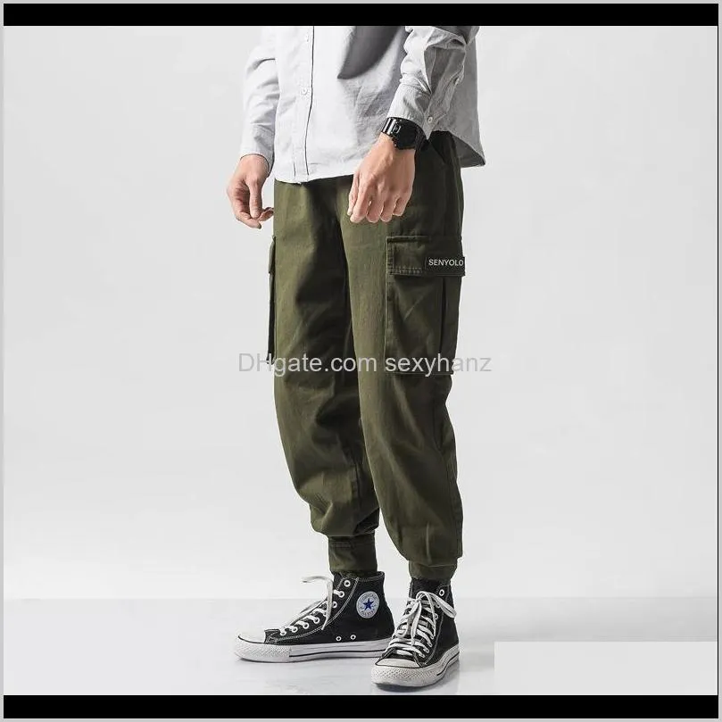 mens casual hip hop pants tide sports pants male letter printing pockets harlan beam foot tooling trousers