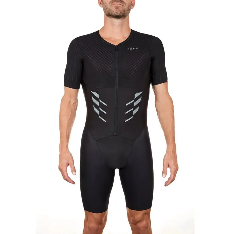 Tävlingsset ROKA Triathlondräkt Herr Svart Pro Aero Tri-dräkter Cykelskinsdräkt Cykelkläder Ciclismo Jumpsuit Löpkläder