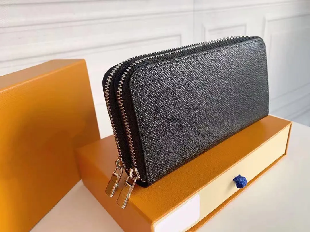 Double Zipper Wallets High Quality Women Classic Standard Wallet Men Bussiness Leather Coin Purse Many Card Slot Case Come With Gift Box M61723
