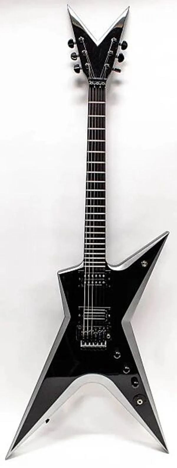 Burn Dim Stealth Dimbag Darrell Black Metallic Silver Electric Guitar Floyd Rose Tremolo Bridge, BlackHardware, Grover Tuners