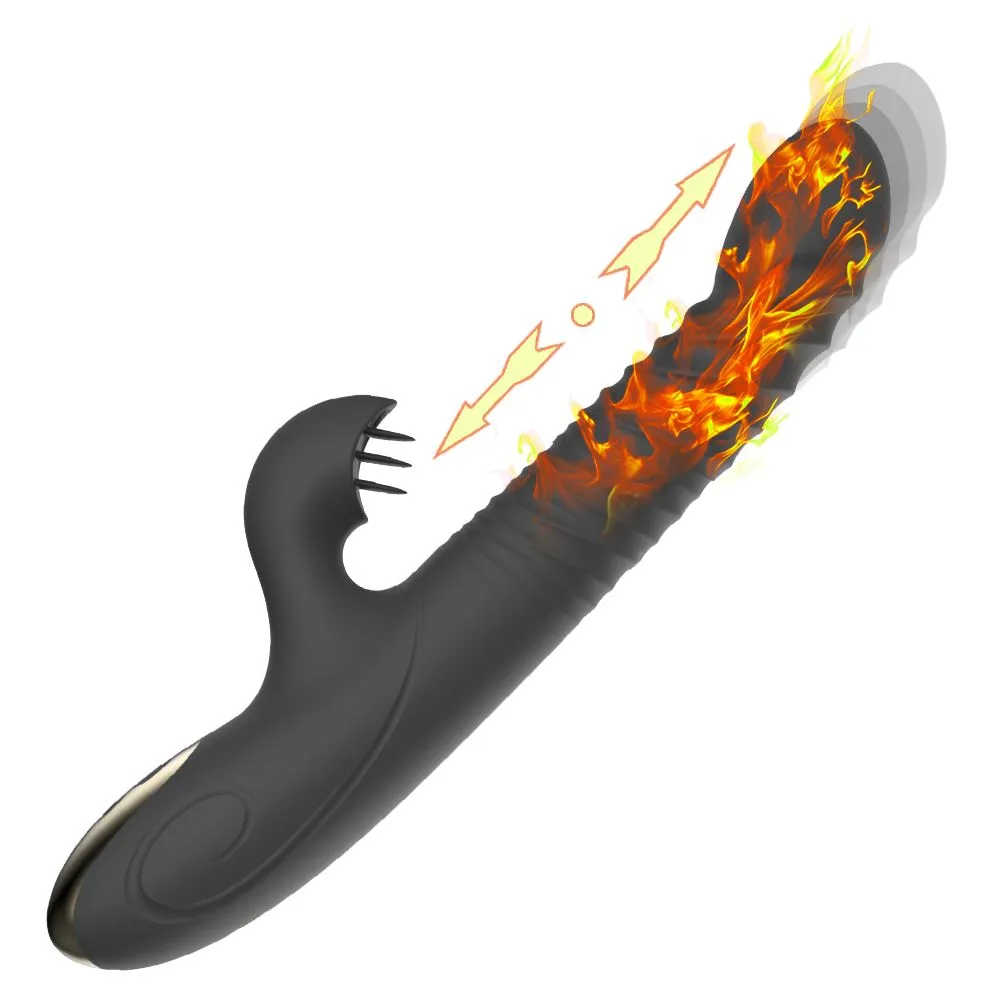 Thrusting Rabbit Vibrator G-Punkt Vagina Klitoris Stimulator Masturbator Heizung USB Aufladen Dildo Erwachsenes Geschlechtsspielzeug für Frauen Paar Freundin