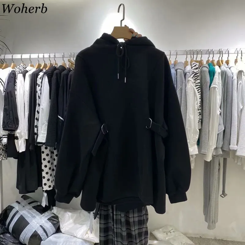 Koreaanse Mode Sweatshirt Vrouwen Winter Kleding Trekkoord Hooded Jas SoloD  Kleur Losse Dikte Hoodies Vrouw 4G441 210417 Van 38,18 €