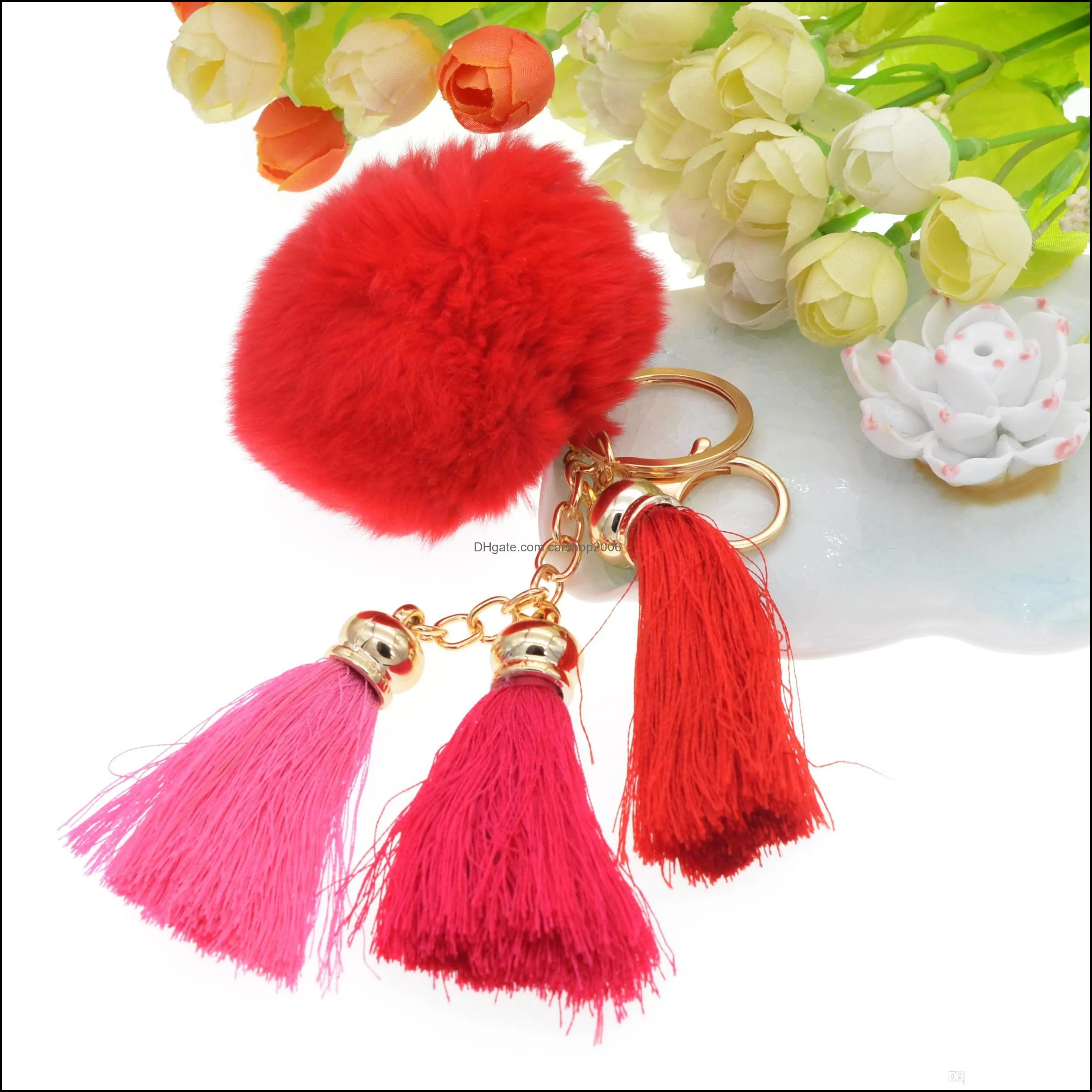 Plush Ball Keychain Tassel Pendant Girl Lady Cute Childlike Fashion Accessories