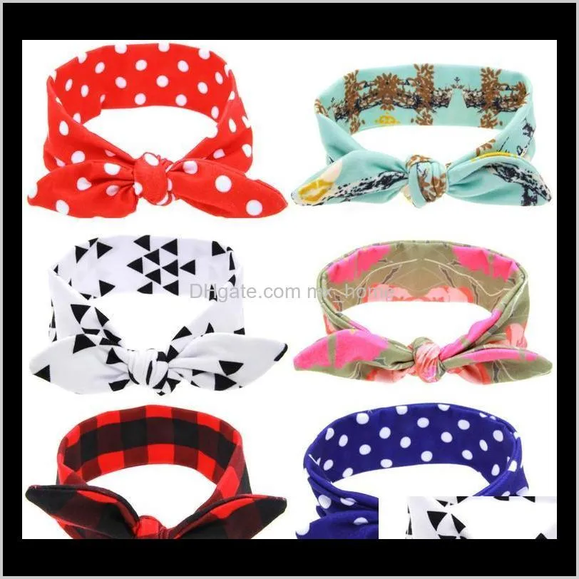 kawaii new diy tied cute baby rabbit ear tenia adjustable cotton baby headband 6 styles topknot mixed