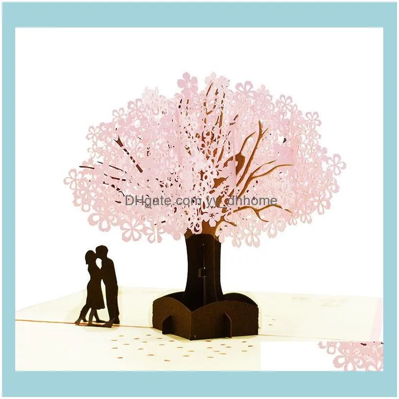 Handmade Up Romantic Birthday, Anniversary, Dating Card for Husband, Wife, Boyfriend, Girlfriend - Cherry Blossom Tree with1