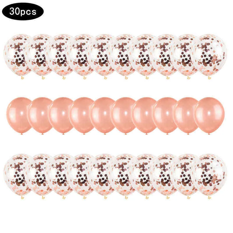 30pcs Rose Gold Confetti Balloons Set Birthday Party Helium Balloon Decorations Wedding Festival Ballon Party Supplies