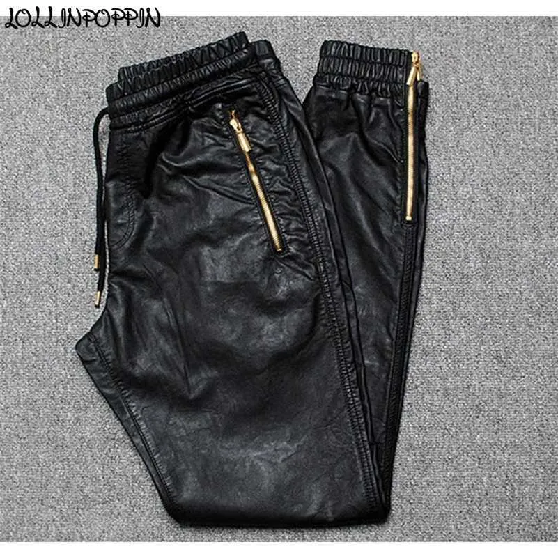 Hommes Joggers Faux Cuir Jogger Pantalon Side Zipper Hip Hop PU Cuir Harem Pantalon Zippered Leg Ouverture Pantalon Cordon Taille 201222