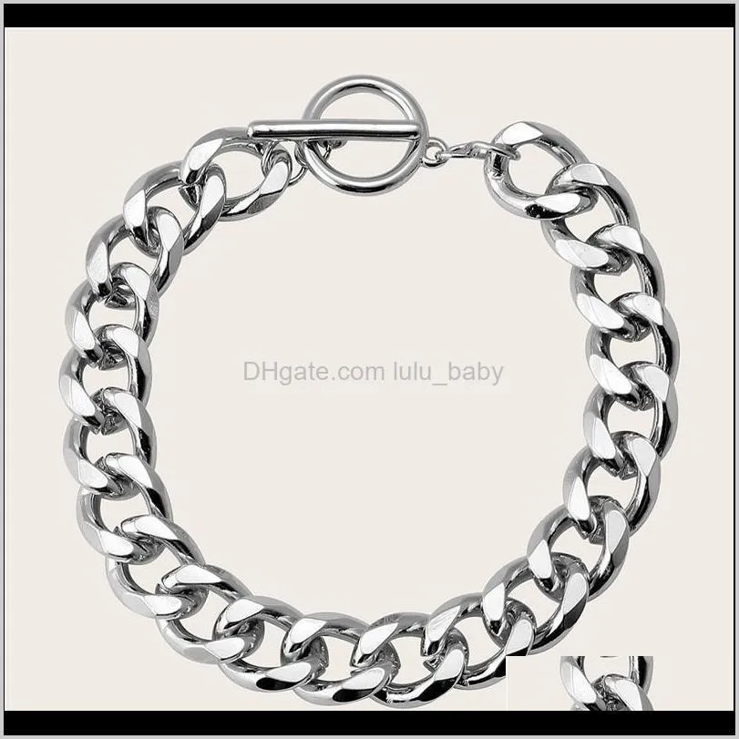 2020 hot chain bracelet women`s single button flat pressing chain multi layer bracelet two color tailless chain