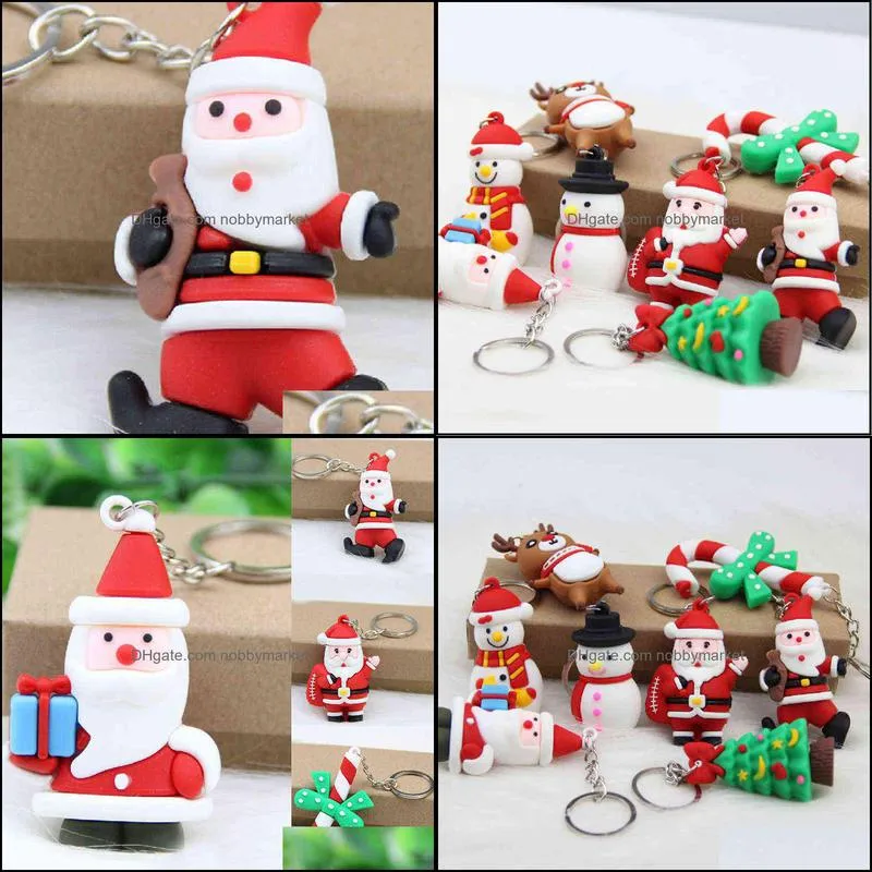 Merry Christmas Decoration Santa Claus Elk Snowman Keychain New Year 2022 Children Gift Xmas Noel