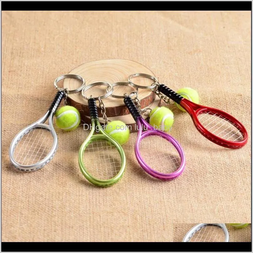 new badminton tennis key chain ball game key pendant key ring for kids women man toy sports chain