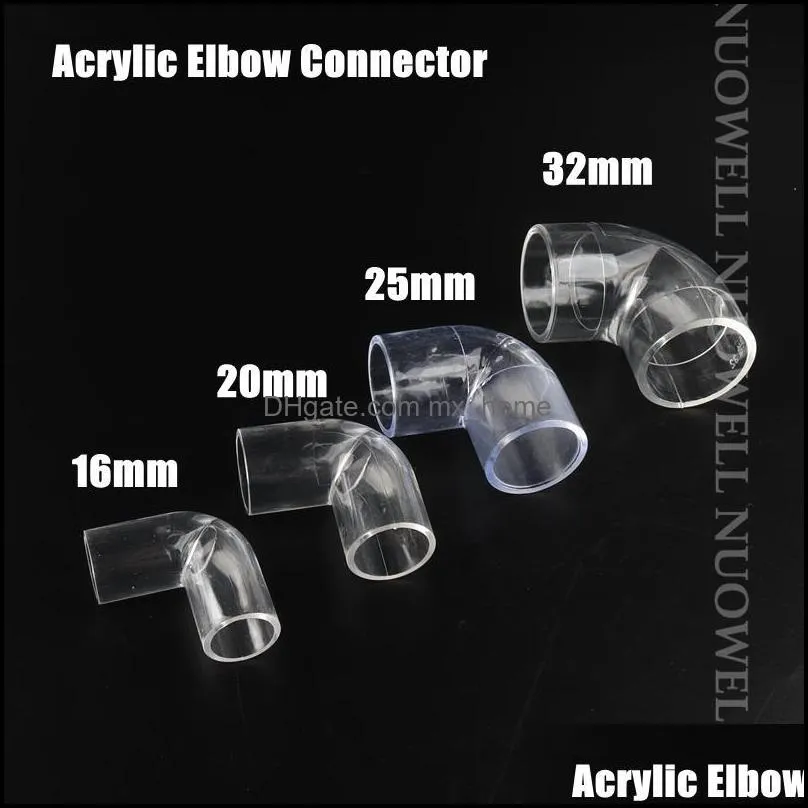 1pc I.D 16~32mm Transparent Acrylic Pipe Aquarium Fish Tank 90° Elbow Connector Plexiglass Water Supply Tube Home DIY Watering